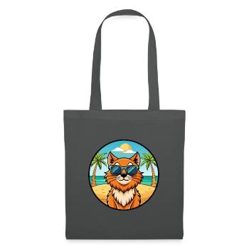 Ingwer Langhaar Katze Rasse Cartoon Sonnenbrille Strand - Stoffbeutel - Graphite - Vorne