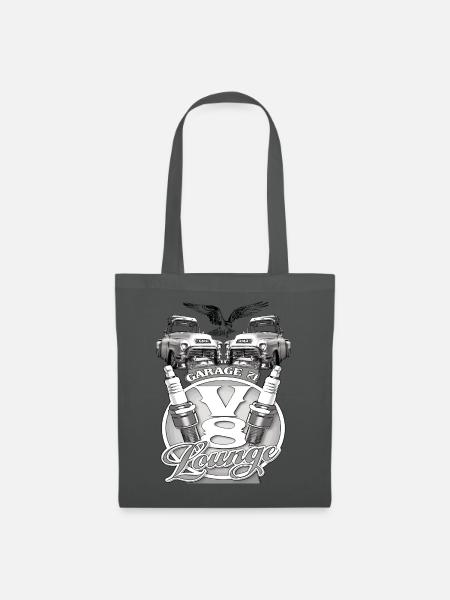 V8 Garage Lounge Oldtimer - Stoffbeutel - Graphite