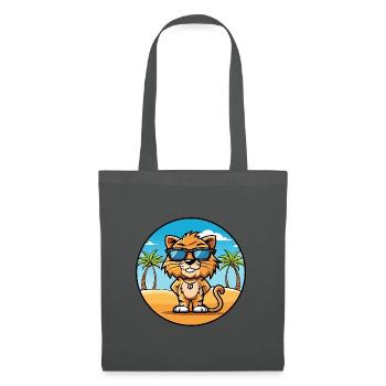 Liger Hybrid Lion Tiger Cat Breed Cartoon Beach - Tote Bag - graphite grey - Front