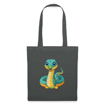 Anaconda Mascotte mignonne Personnage de dessin animé Kawaii - Sac en tissu - gris graphite - Devant