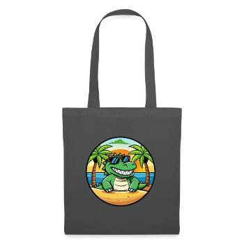 Krokodil Lustige Cartoon Sommer Strand Sonnenbrille - Stoffbeutel - Graphite - Vorne