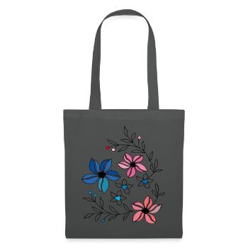 Blumenranke, Ornament - Stoffbeutel - Graphite - Vorne