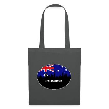 Melbourne-Australien-Flaggen-Skyline-Schattenbild-Reise - Stoffbeutel - Graphite - Vorne