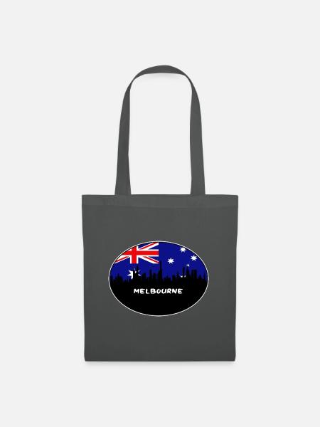 Melbourne-Australien-Flaggen-Skyline-Schattenbild-Reise - Stoffbeutel - Graphite