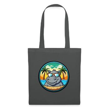 Nilpferd Lustige Cartoon Sommer Strand Sonnenbrille Cool - Stoffbeutel - Graphite - Vorne