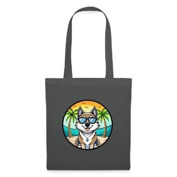 Schwedischer Elchhund Hunderasse Cartoon Sonnenbrille Strand - Stoffbeutel - Graphite - Vorne