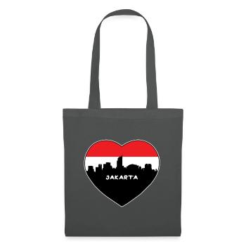 Jakarta Indonesien Flagge Skyline Reise Souvenir - Stoffbeutel - Graphite - Vorne