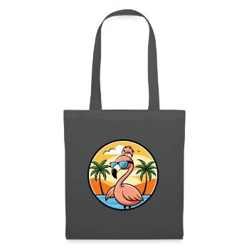 Flamingo Funny Cartoon Summer Beach Sunglasses - Tote Bag - graphite grey - Front