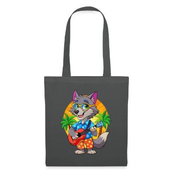 Funny Wolf Cartoon Summer Beach Sunglasses Guitar - Tote Bag - graphite grey - Front