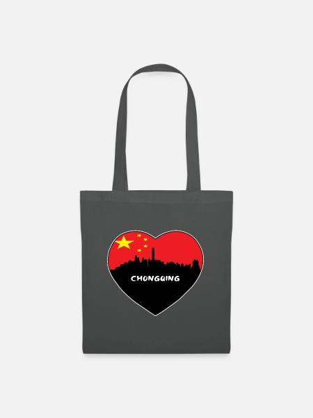 Flaggen-Skyline-Reise-Andenken Chongqings China - Stoffbeutel - Graphite