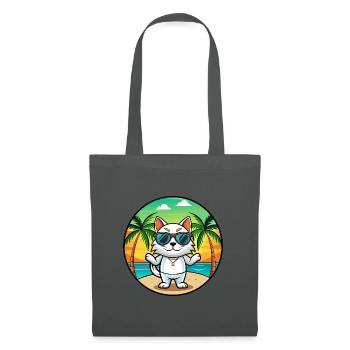Japanische Bobtail Katzenrasse Cartoon Sonnenbrille Strand - Stoffbeutel - Graphite - Vorne
