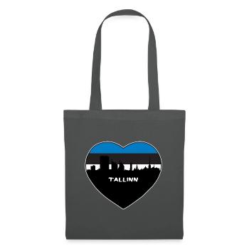 Tallinn Estland Flagge Skyline Reise Souvenir - Stoffbeutel - Graphite - Vorne