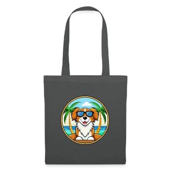Nederlandse Kooikerhondje Hunderasse Cartoon Strand - Stoffbeutel - Graphite - Vorne