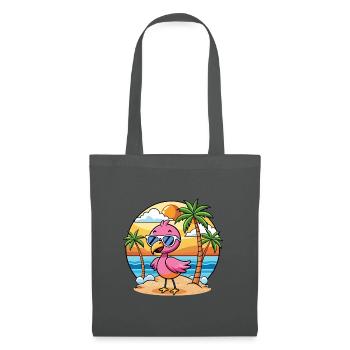 Flamingo Funny Cartoon Summer Beach Sunglasses - Tote Bag - graphite grey - Front
