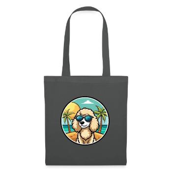 Pudel Hund Rasse Cartoon Sonnenbrille Strand - Stoffbeutel - Graphite - Vorne