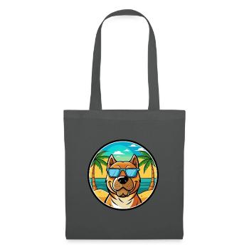 Perro De Presa Canario Hunderasse Cartoon Strand - Stoffbeutel - Graphite - Vorne