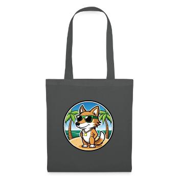 Italienisch Volpino Hund Rasse Cartoon Sonnenbrille Strand - Stoffbeutel - Graphite - Vorne