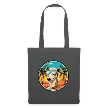 Windhund Hund Rasse Cartoon Sonnenbrille Strand - Stoffbeutel - Graphite - Vorne