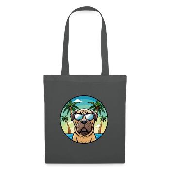 Englische Dogge Hund Rasse Cartoon Sonnenbrille Strand - Stoffbeutel - Graphite - Vorne