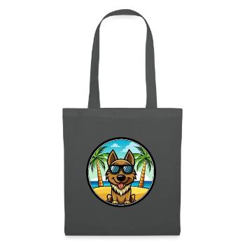 Black Tan Dog Breed Cartoon Sunglasses Beach - Tote Bag - graphite grey - Front