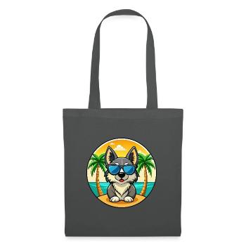 Schwedische Vallhund Hunderasse Cartoon Sonnenbrille Strand - Stoffbeutel - Graphite - Vorne