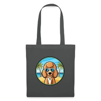 Pudel Hund Rasse Cartoon Sonnenbrille Strand - Stoffbeutel - Graphite - Vorne