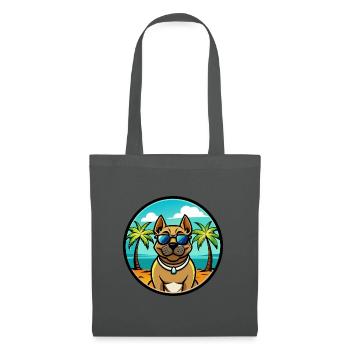 Perro De Presa Canario Hunderasse Cartoon Strand - Stoffbeutel - Graphite - Vorne