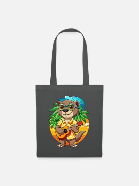 Lustige Otter Cartoon Sommer Strand Sonnenbrille Gitarre - Stoffbeutel - Graphite