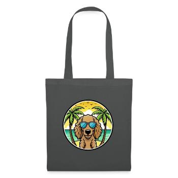 Lockig Beschichtet Retriever Hunderasse Cartoon Strand - Stoffbeutel - Graphite - Vorne