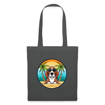 Basset Artesien Normand Hunderasse Cartoon Beach - Stoffbeutel - Graphite - Vorne