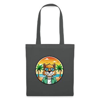 Deutsche Rex Katzenrasse Cartoon Sonnenbrille Strand - Stoffbeutel - Graphite - Vorne