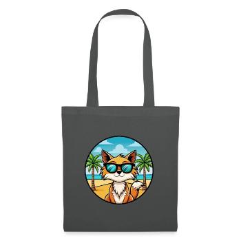 Somali Katzenrasse Cartoon Sonnenbrille Strand - Stoffbeutel - Graphite - Vorne
