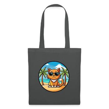 Ingwer Langhaar Katze Rasse Cartoon Sonnenbrille Strand - Stoffbeutel - Graphite - Vorne