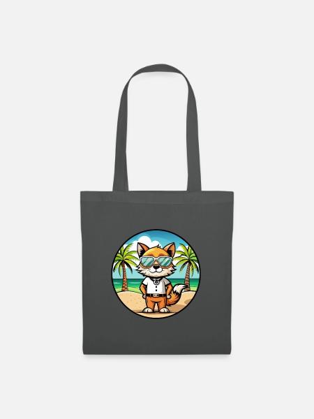 Javanische Katzenrasse Cartoon Sonnenbrille Strand - Stoffbeutel - Graphite