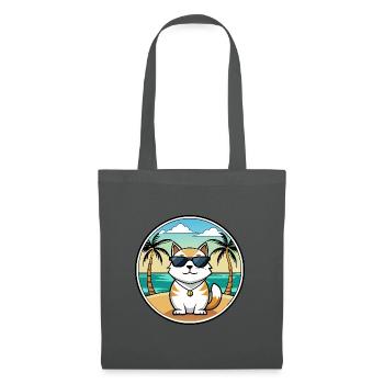 Japanische Bobtail Katzenrasse Cartoon Sonnenbrille Strand - Stoffbeutel - Graphite - Vorne