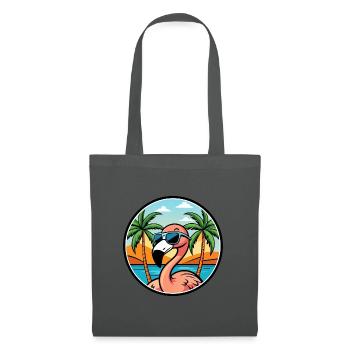 Flamingo Funny Cartoon Summer Beach Sunglasses - Tote Bag - graphite grey - Front