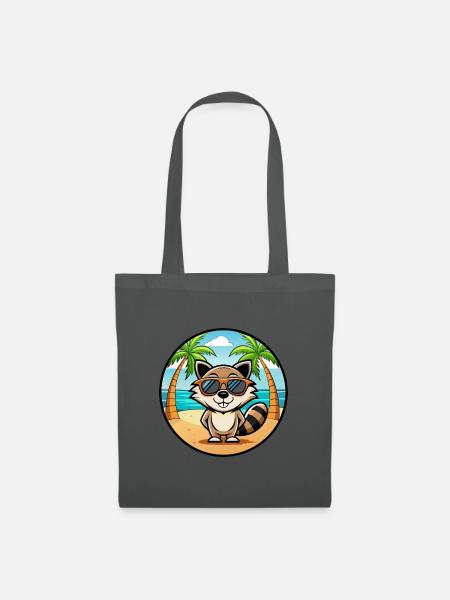 Waschbär Lustig Cartoon Sommer Strand Sonnenbrille Cool - Stoffbeutel - Graphite