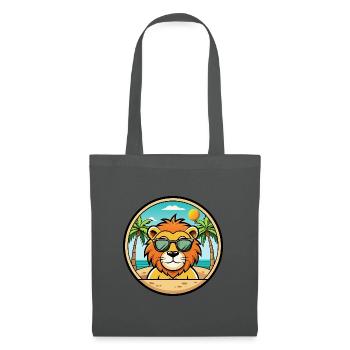 Lion Funny Cartoon Summer Beach Sunglasses Sticker - Tote Bag - graphite grey - Front