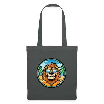 Lion Funny Cartoon Summer Beach Sunglasses Sticker - Tote Bag - graphite grey - Front