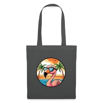 Flamingo Funny Cartoon Summer Beach Sunglasses - Tote Bag - graphite grey - Front