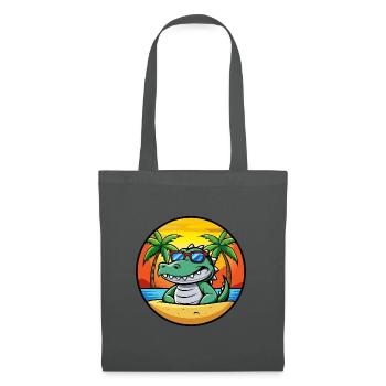 Krokodil Lustige Cartoon Sommer Strand Sonnenbrille - Stoffbeutel - Graphite - Vorne