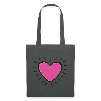 Pink Heart Burst Logo - Sac en tissu - gris graphite - Devant