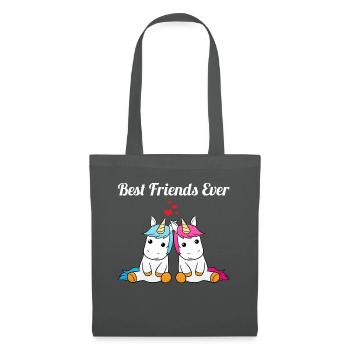 Best Friends Ever Bff Beste Freunde Einhörner - Stoffbeutel - Graphite - Vorne