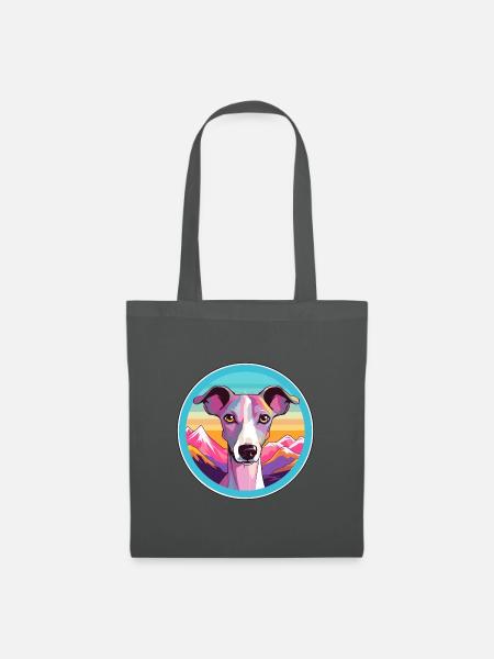 Whippet Hund Rasse Cartoon Kawaii Aquarell - Stoffbeutel - Graphite