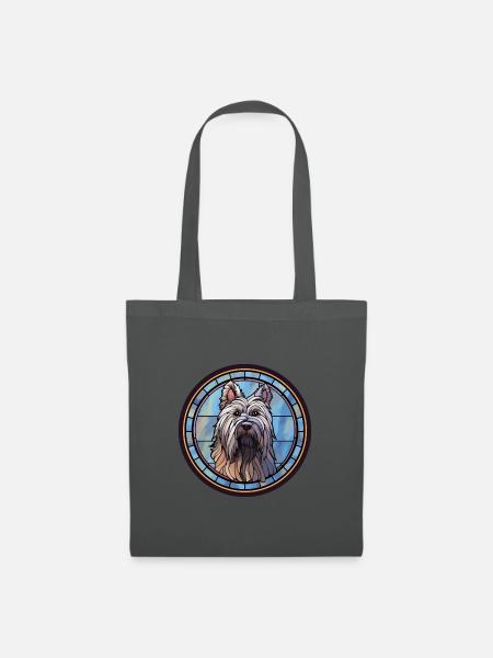 Skye Terrier Hunderasse Buntes Glas - Stoffbeutel - Graphite
