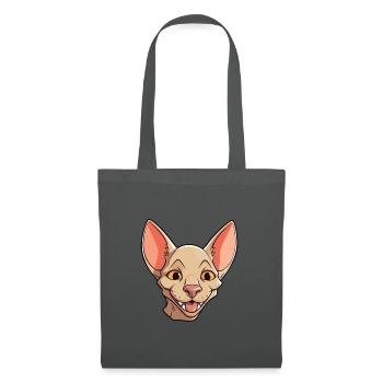 Peterbald Katze Karikatur Aquarell Illustration - Stoffbeutel - Graphite - Vorne