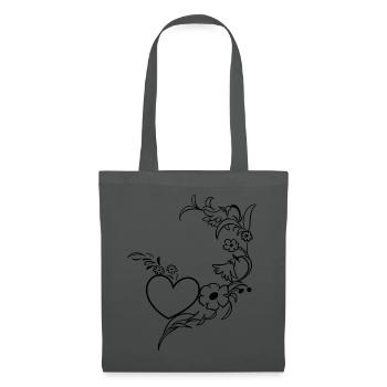Blumenranke mit Herz - Stoffbeutel - Graphite - Vorne