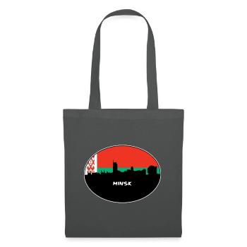 Minsk Weißrussland Flagge Skyline Silhouette Reisen - Stoffbeutel - Graphite - Vorne