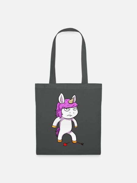 Angry Unicorn Wütendes Einhorn - Stoffbeutel - Graphite