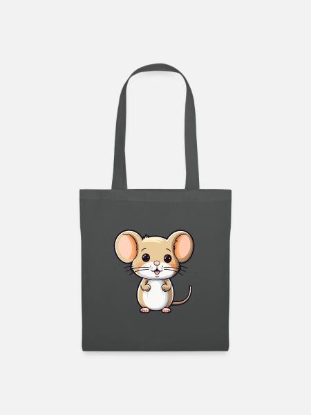 Maus niedliche Karikatur Kawaii Aquarell Tier Haustier - Stoffbeutel - Graphite